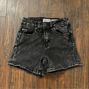 faded/washed black denim shorts